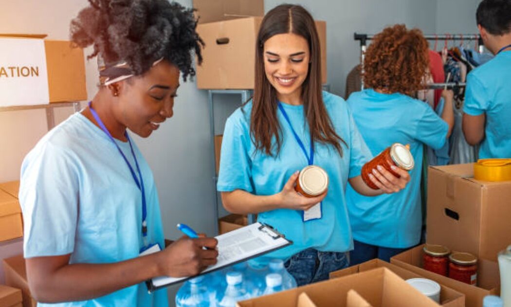 Team preparing aid boxes for a community in need