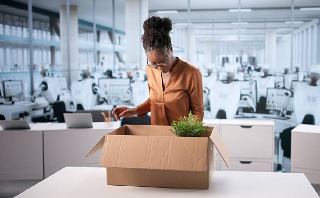 professional woman faces robot workforce shift