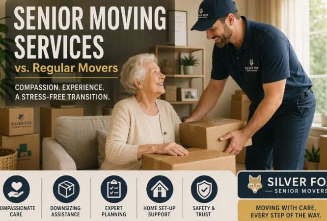 Senior moving service helping an elderly woman pack boxes for a stress-free relocation