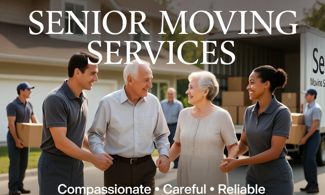 Senior Moving Services - Professional movers helping an elderly couple with a safe and gentle relocation