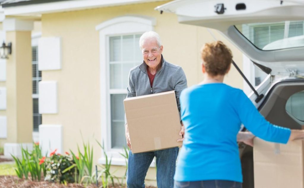 Storage solutions for moving day with Silver Fox Senior Movers, helping a senior couple organize and store belongings safely