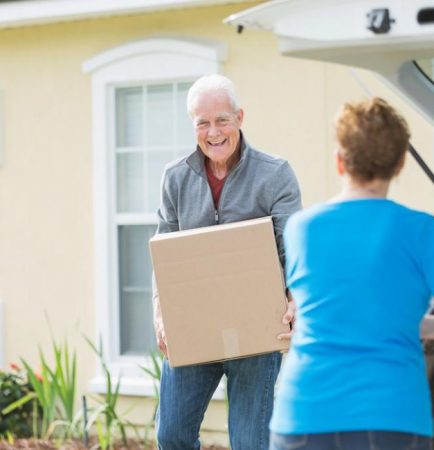 Storage solutions for moving day with Silver Fox Senior Movers, helping a senior couple organize and store belongings safely