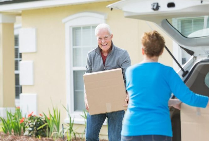Storage solutions for moving day with Silver Fox Senior Movers, helping a senior couple organize and store belongings safely