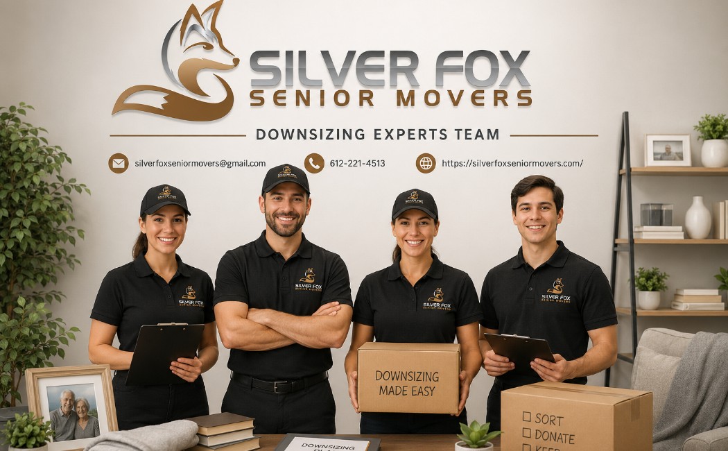 Friendly Silver Fox Senior Movers team specializing in senior downsizing solutions, home organization, and relocation assistance.